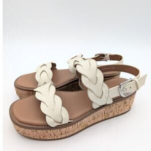 Nordstrom Rack Pennie Braided Platform Sandal Women's Cream Size US7.5 EU38